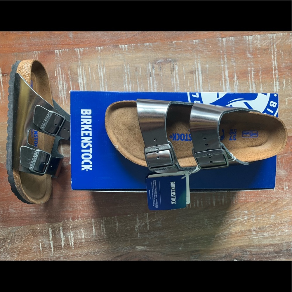 NWT Birkenstock Arizona Natural Leather - Black 37